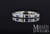 RINGS - 10k White Gold Diamond And Emerald Cut Sapphire Birthstone Ring