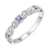 RINGS - 10k White Gold Diamond And Square Amethyst Birthstone Ring