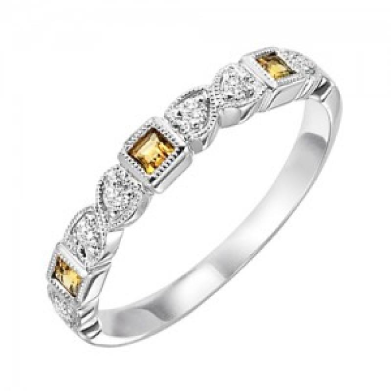 rings 10k white gold diamond and square citrine birthstone ring