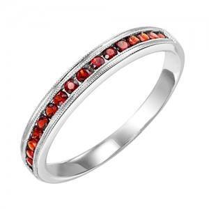 RINGS - 10k White Gold Garnet Channel Set Birthstone Ring