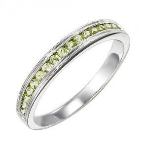 RINGS - 10k White Gold Peridot Channel Set Birthstone Ring