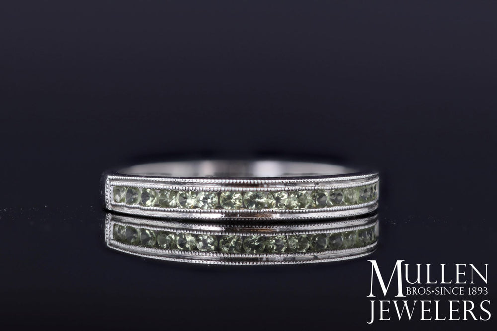 RINGS - 10k White Gold Peridot Channel Set Birthstone Ring