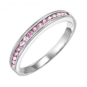 RINGS - 10k White Gold Pink Tourmaline Channel Set Birthstone Ring