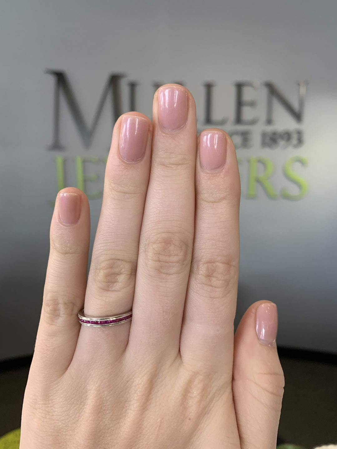 RINGS - 10k White Gold Ruby Channel Set Birthstone Ring