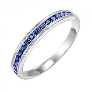 RINGS - 10k White Gold Sapphire Channel Set Birthstone Ring