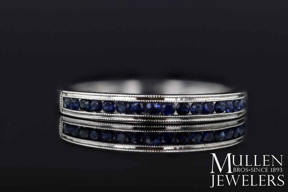 RINGS - 10k White Gold Sapphire Channel Set Birthstone Ring
