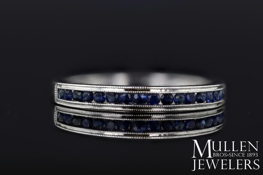 RINGS - 10k White Gold Sapphire Channel Set Birthstone Ring