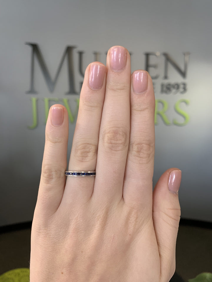 RINGS - 10k White Gold Sapphire Channel Set Birthstone Ring