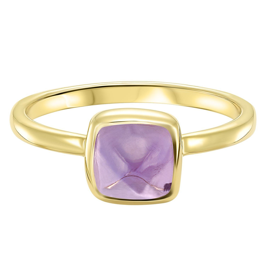 RINGS - 10K Yellow Gold Bezel Set Amethyst Ring