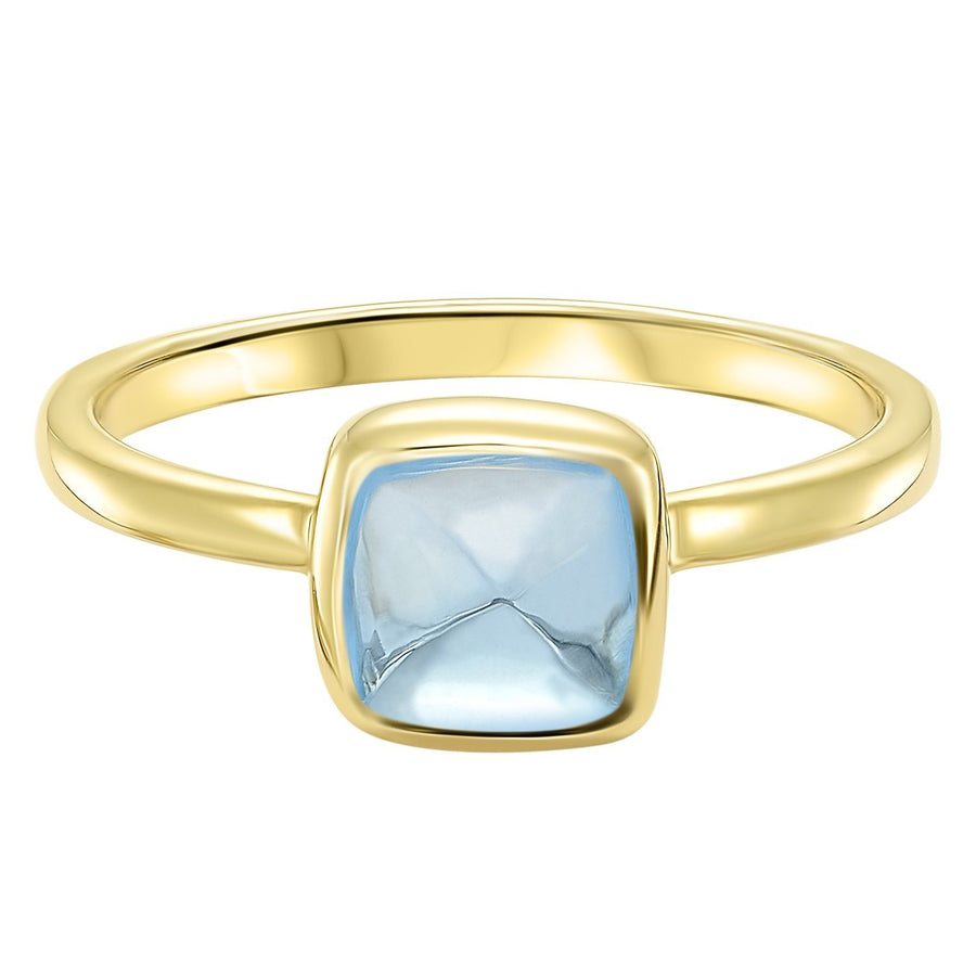 RINGS - 10K Yellow Gold Bezel Set Blue Topaz Ring