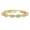 RINGS - 10K Yellow Gold Marquise Shaped Station Round Diamond Stackable Ring