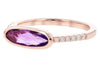 RINGS - 14K Rose Gold .92cttw Elongated Oval Amethyst & .10cttw Diamond Ring
