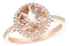 RINGS - 14K Rose Gold Morganite And Diamond Halo Ring