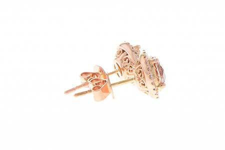 RINGS - 14K Rose Gold Morganite And Diamond Halo Stud Earrings
