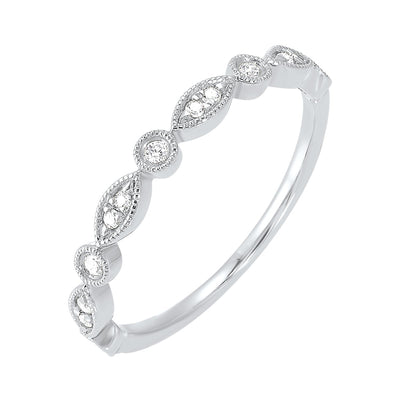 RINGS - 14K White Gold 0.11cttw Diamond Stackable Ring