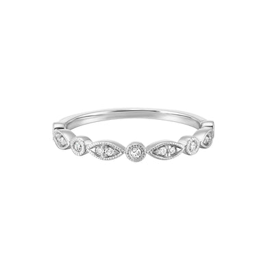 RINGS - 14K White Gold 0.11cttw Diamond Stackable Ring