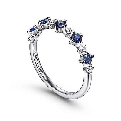 RINGS - 14K White Gold .08cttw Diamond And Sapphire Ring