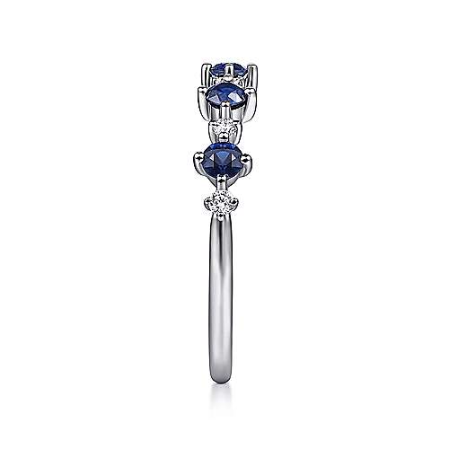 RINGS - 14K White Gold .08cttw Diamond And Sapphire Ring