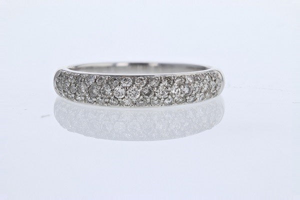 RINGS - 14K White Gold 1/2cttw Multi-Row Pave Set Diamond Fashion Band