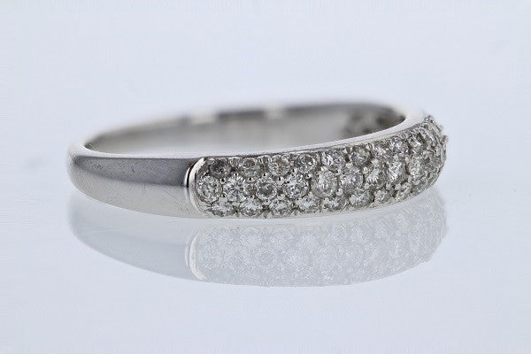 RINGS - 14K White Gold 1/2cttw Multi-Row Pave Set Diamond Fashion Band