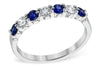 RINGS - 14K White Gold 1cttw Diamond And Blue Sapphire Anniversary Ring