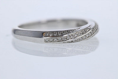 RINGS - 14K White Gold .28cttw Diamond Crossover Style Stackable Ring