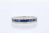 RINGS - 14K White Gold 3 Row Baguette Blue Sapphire And Diamond Accent Band