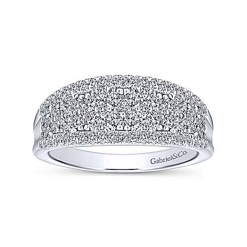 RINGS - 14K White Gold .80cttw Diamond Curved Fashion Ring