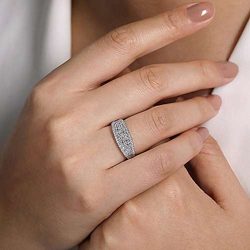 RINGS - 14K White Gold .80cttw Diamond Curved Fashion Ring