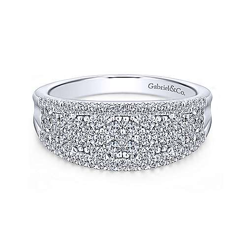 RINGS - 14K White Gold .80cttw Diamond Curved Fashion Ring