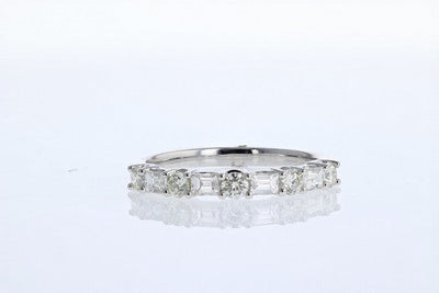 RINGS - 14K White Gold .81cttw Diamond Alternating Fashion Ring