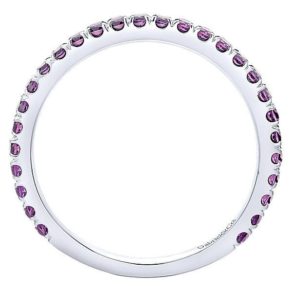 RINGS - 14K White Gold Amethyst Stackable Birthstone Ring