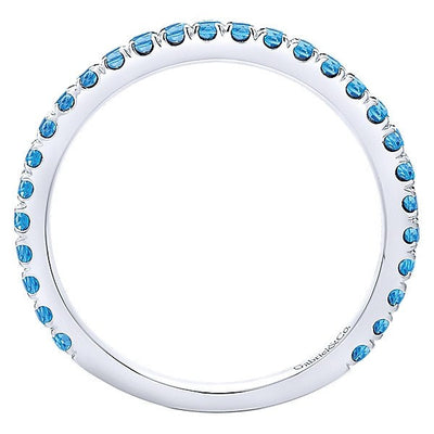 RINGS - 14K White Gold Blue Topaz Stackable Birthstone Ring