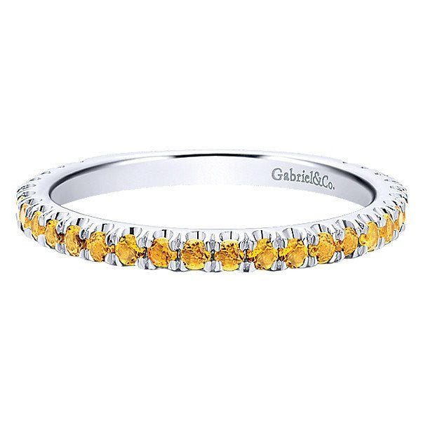 Citrine Birthstone Stackable Ring 14K White Gold