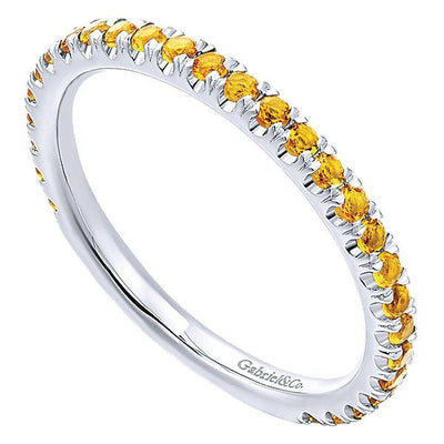 RINGS - 14K White Gold Citrine Stackable Birthstone Ring