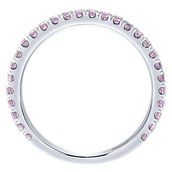 RINGS - 14K White Gold Created Pink Tourmaline Stackable Birthstone Ring