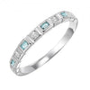 RINGS - 14k White Gold Diamond And Emerald Cut Aquamarine Birthstone Ring