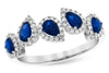 RINGS - 14K White Gold Pear Shaped Blue Sapphire & Diamond Halo Band