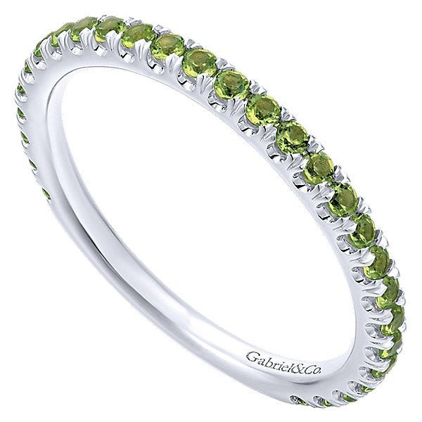RINGS - 14K White Gold Peridot Stackable Birthstone Ring