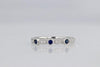 RINGS - 14K White Gold Round Sapphire And Diamond Stackable Ring.