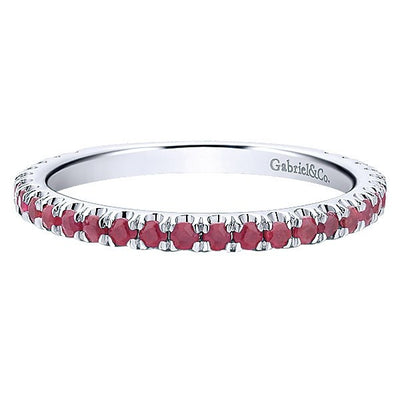 RINGS - 14K White Gold Ruby Stackable Birthstone Ring