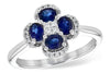 RINGS - 14K White Gold Sapphire And Diamond Floral Cluster Ring