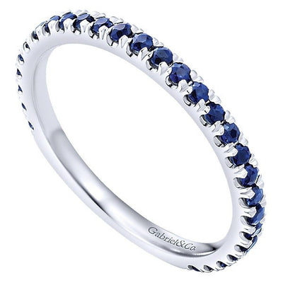 RINGS - 14K White Gold Sapphire Stackable Birthstone Ring