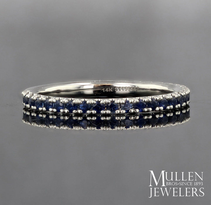 RINGS - 14K White Gold Sapphire Stackable Birthstone Ring