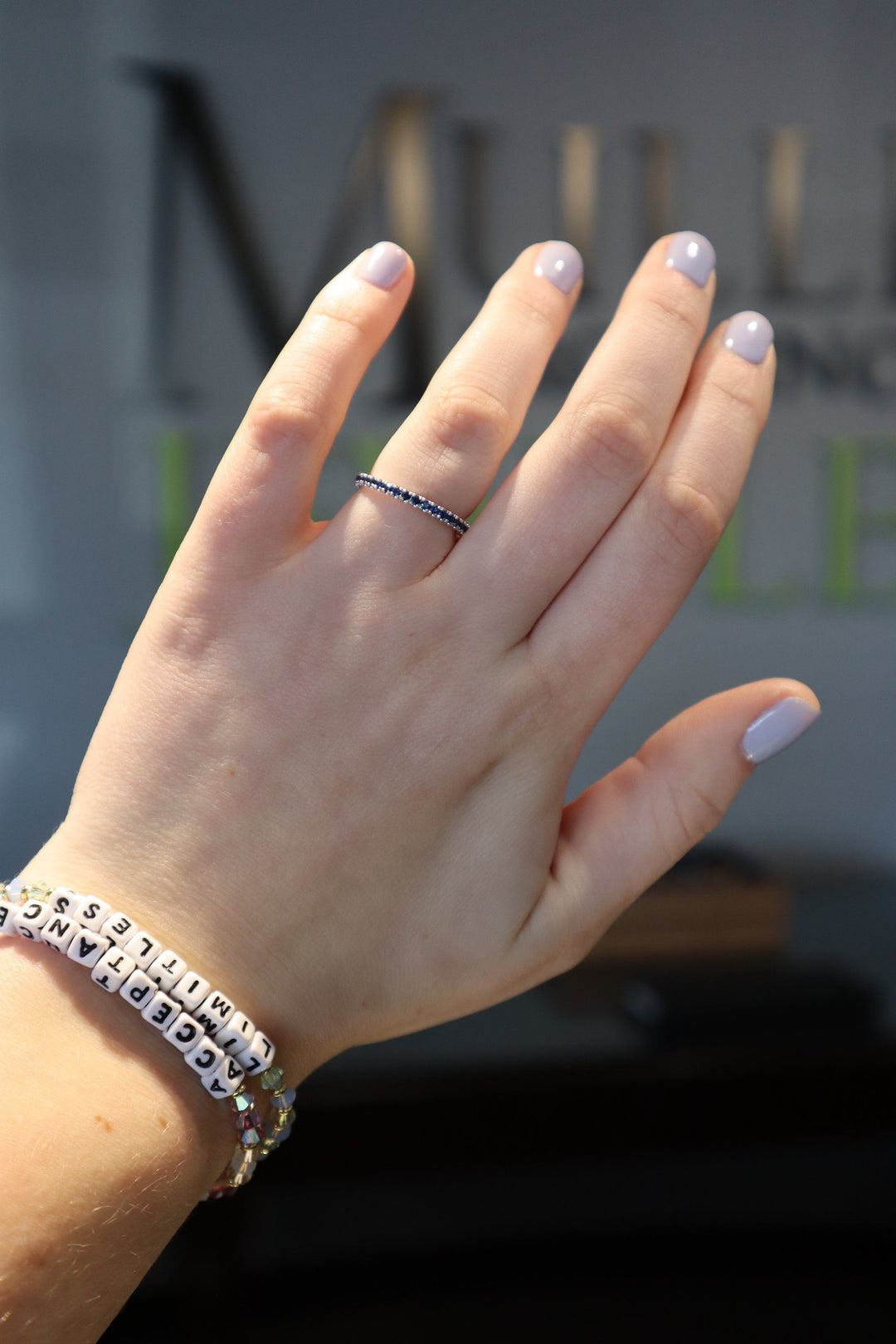 RINGS - 14K White Gold Sapphire Stackable Birthstone Ring