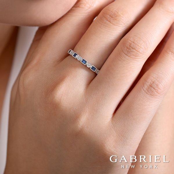 Sapphire and diamond stackable band Clearance