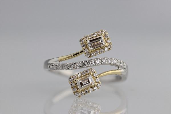 RINGS - 14K White & Yellow Gold .71cttw Diamond Split Shank Fashion Ring.