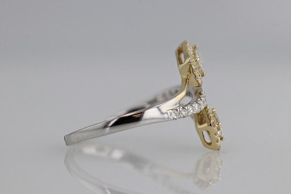 RINGS - 14K White & Yellow Gold .71cttw Diamond Split Shank Fashion Ring.