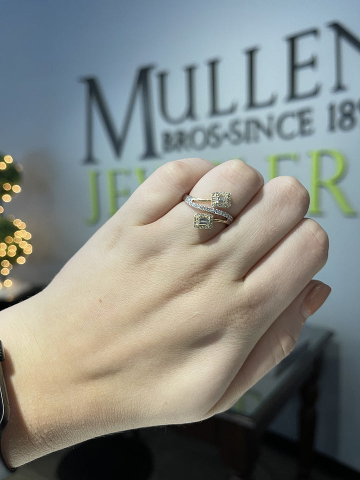RINGS - 14K White & Yellow Gold .71cttw Diamond Split Shank Fashion Ring.