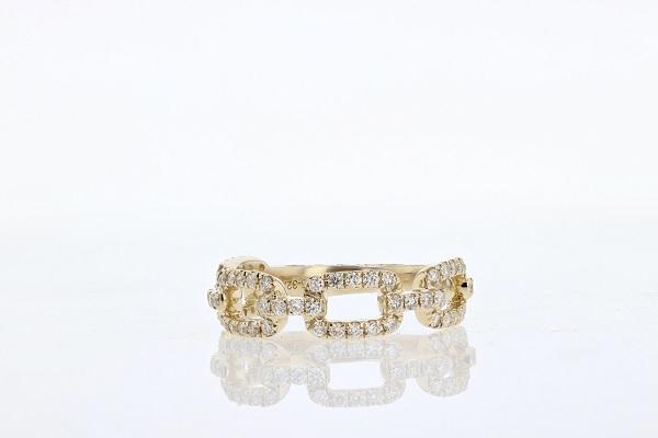 RINGS - 14K Yellow Gold 1/2cttw Diamond Pave Link Style Fashion Ring